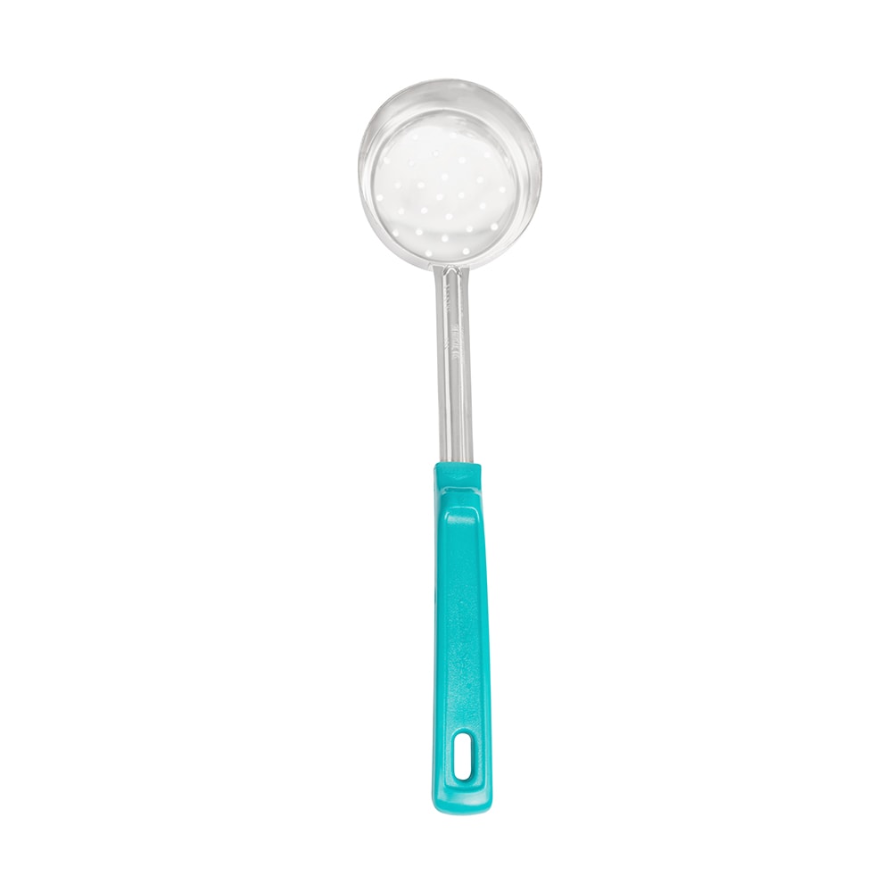 Vollrath 62175 6 oz Perforated Spoodle - Teal Poly Handle, Stainless