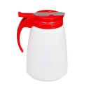 Vollrath 632-02 32 oz Dripcut® Cafe Color Cylindrical Dripcut Server - White Polyethylene, Red Plastic Top thumbnail 3