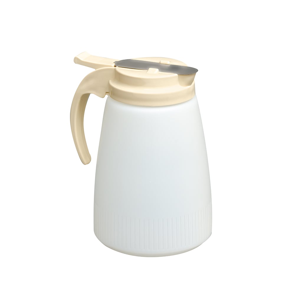 Vollrath 632-18 32 oz Dripcut® Cafe Color Cylindrical Dripcut Server - White Polyethylene, Almond Plastic Top