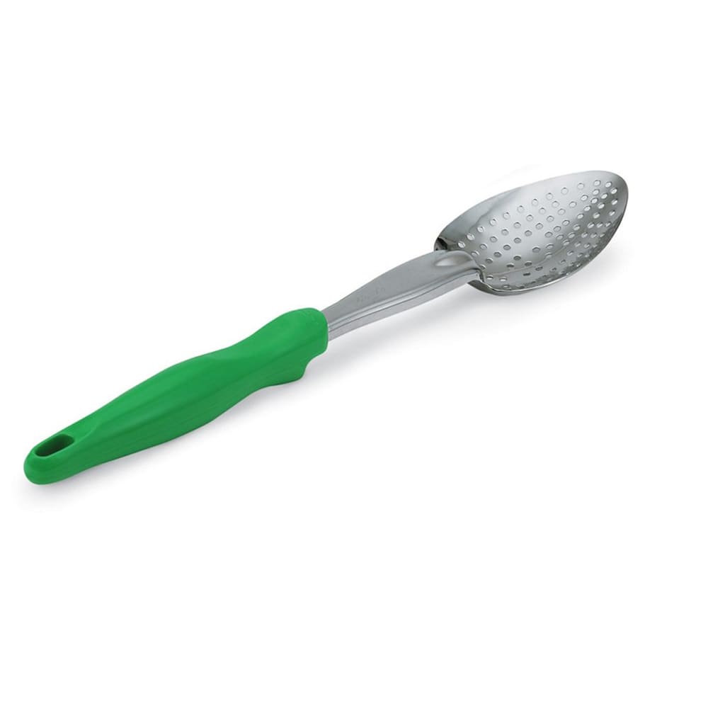 Vollrath 6414270 14" Heavy-Duty Perforated Spoon - Green Nylon Handle