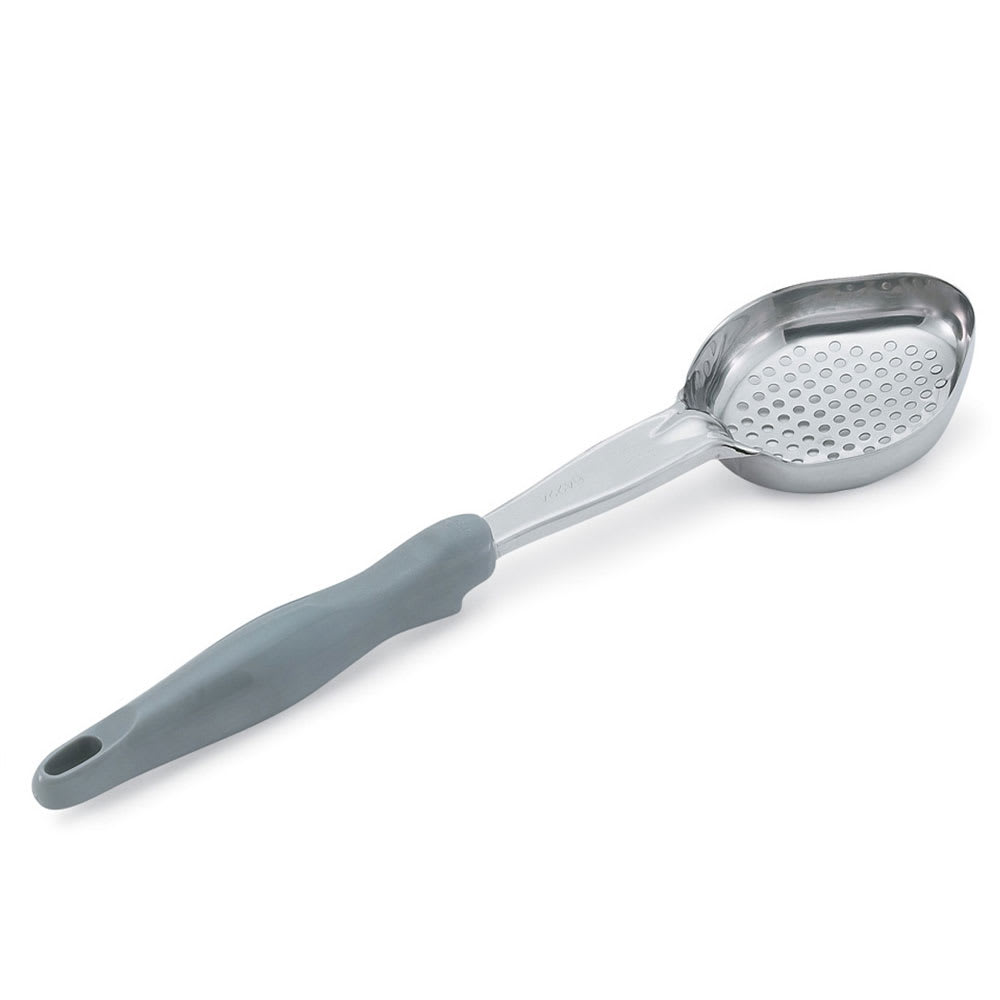 Vollrath 6422445 4 oz Oval Perforated Spoodle - Gray Nylon Handle, Heavy-Duty, Stainless Steel