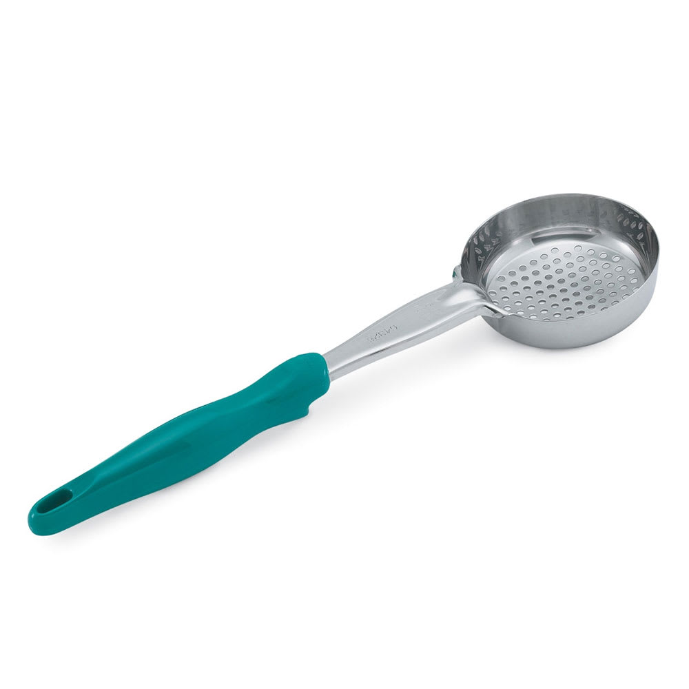 Vollrath 6432655 6 oz Round Perforated Spoodle - Teal Nylon Handle, Heavy-Duty, Stainless Steel