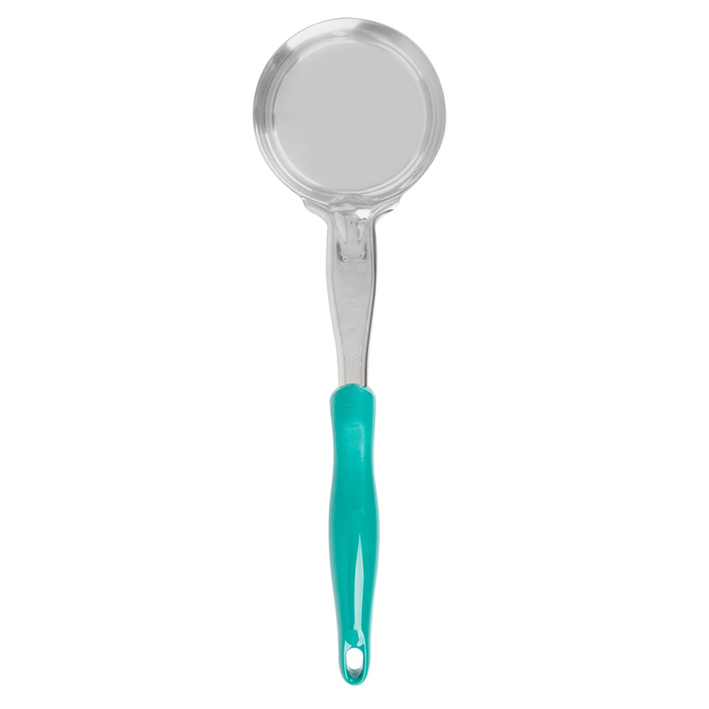 Vollrath 6433655 6 oz Round Solid Spoodle - Teal Nylon Handle, Heavy-Duty, Stainless Steel