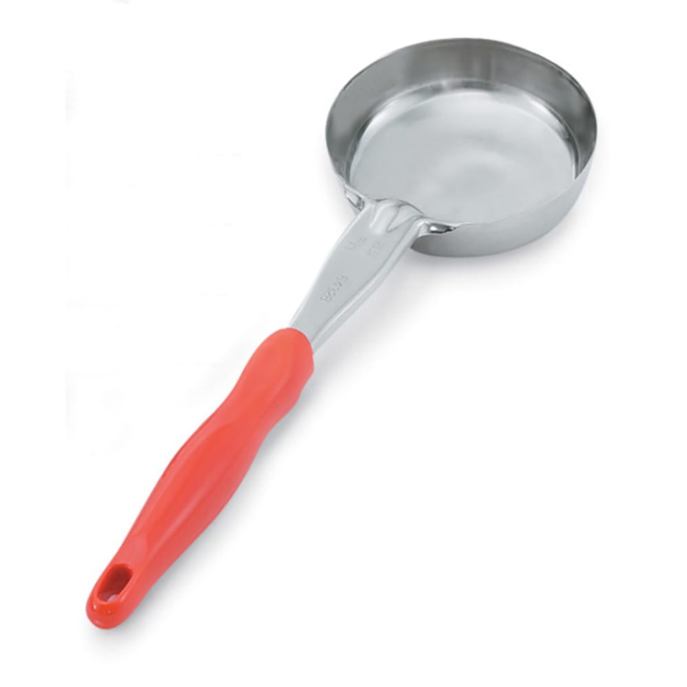 Vollrath 6433865 8 oz Round Solid Spoodle - Orange Nylon Handle, Heavy-Duty, Stainless Steel