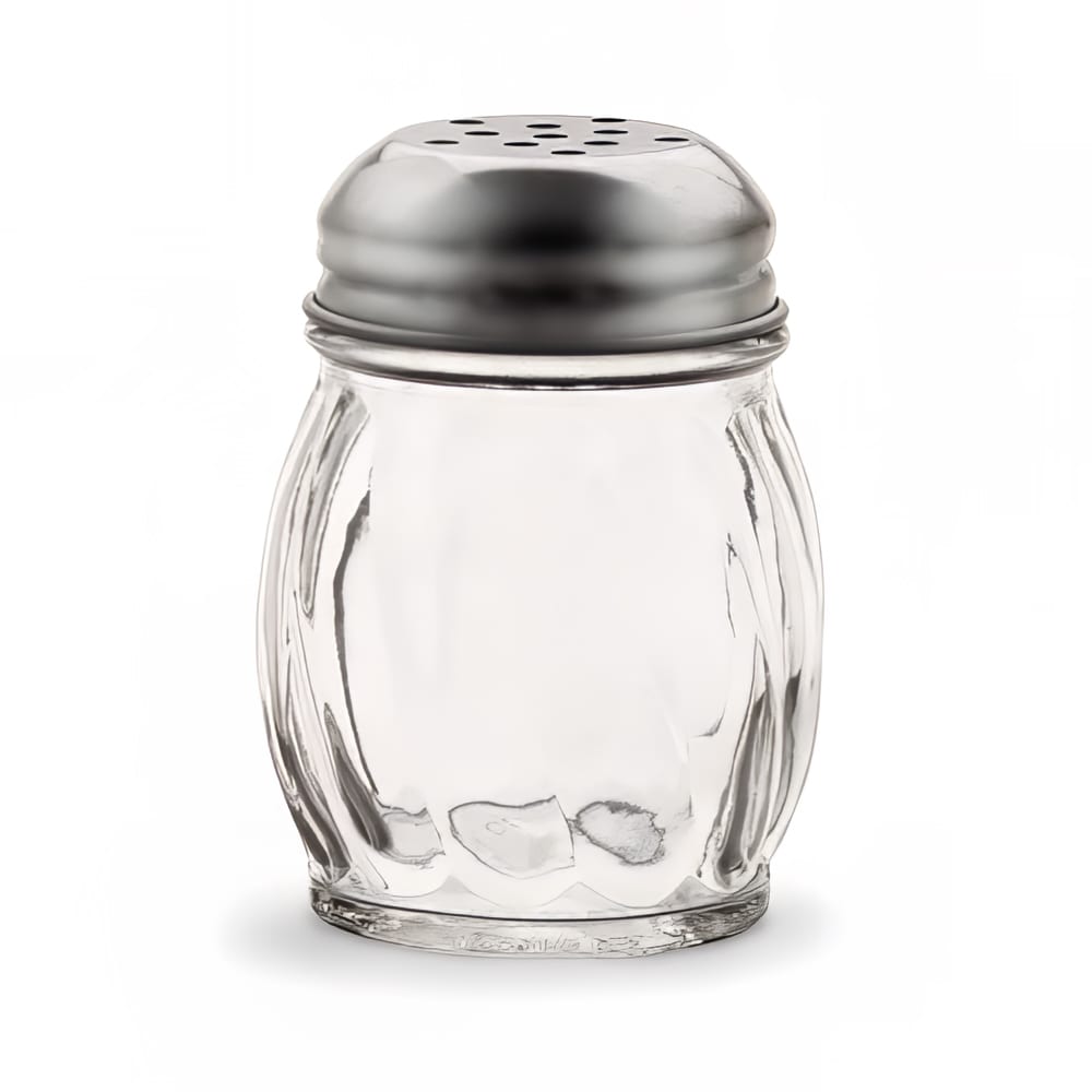 Vollrath 674 6 oz Cheese Shaker - Stainless Cap Swirl Glass Jar