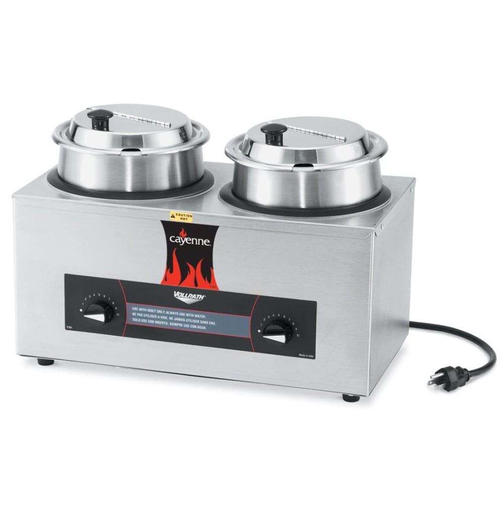 Vollrath 72040 (2) 4 1/8 qt Countertop Soup Warmer w/ Thermostatic Controls, 120v