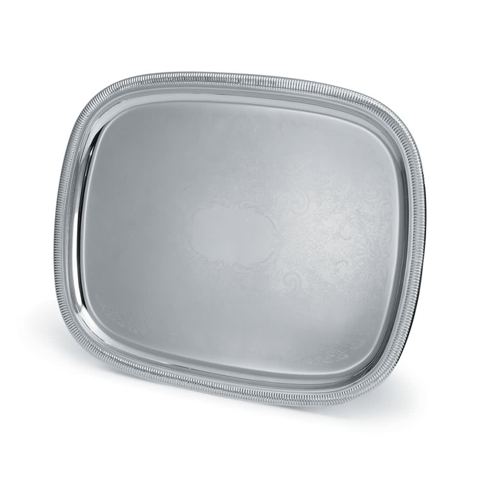 Vollrath 82120 Oblong Serving Tray - 17 7/8" x 13 7/8" Gadroon Edge, 18 ga Stainless