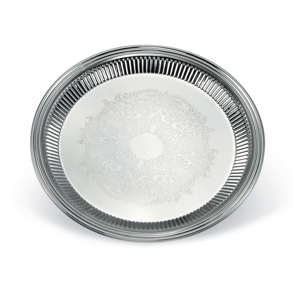 Vollrath 82169 14" Round Fluted Serving Tray - Stainless