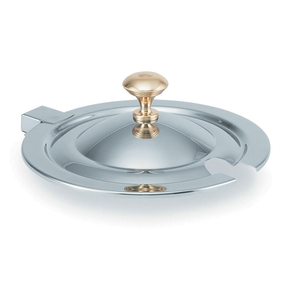 Vollrath 8231620 Miramar® Hinged Cover for 7 qt Decorative Soup Inset - Brass Knob, Stainless