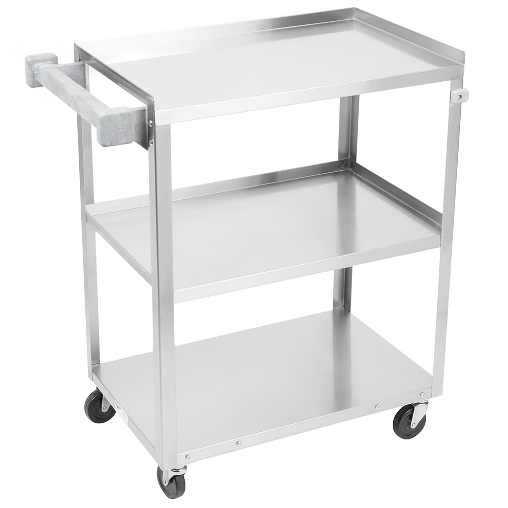 Vollrath 97120 3 Level Stainless Utility Cart w/ 300 lb Capacity, Raised Ledges
