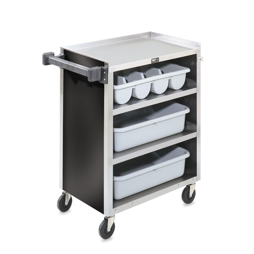 Vollrath 97180 27 1/2"L Polymer Bus Cart w/ (3) Levels, Shelves, Black