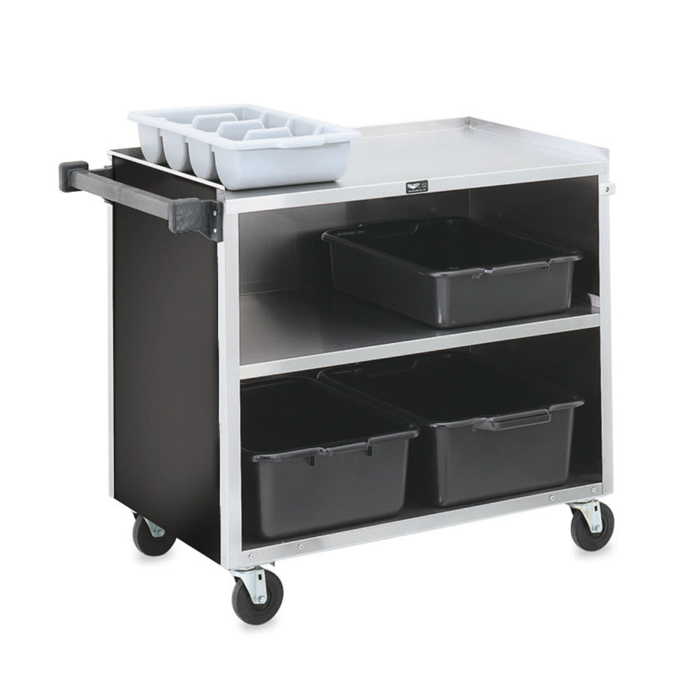 Vollrath 97182 39 1/2"L Polymer Bus Cart w/ (3) Levels, Shelves, Black