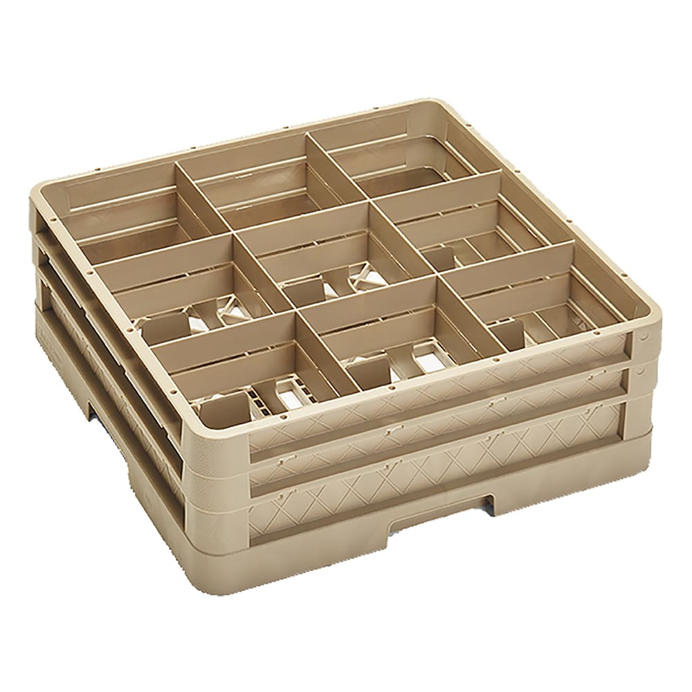 Vollrath CR10FF Traex® Full Size Glass Rack w/ (9) Compartments - (2) Extenders, Beige
