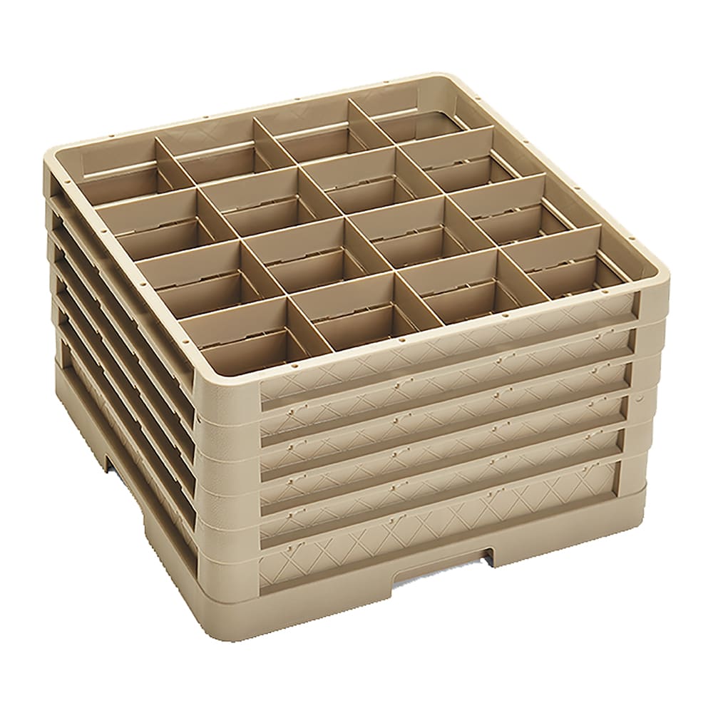 Vollrath CR8DDDDD Traex® Full Size Glass Rack w/ (16) Compartments - (5) Extenders, Beige