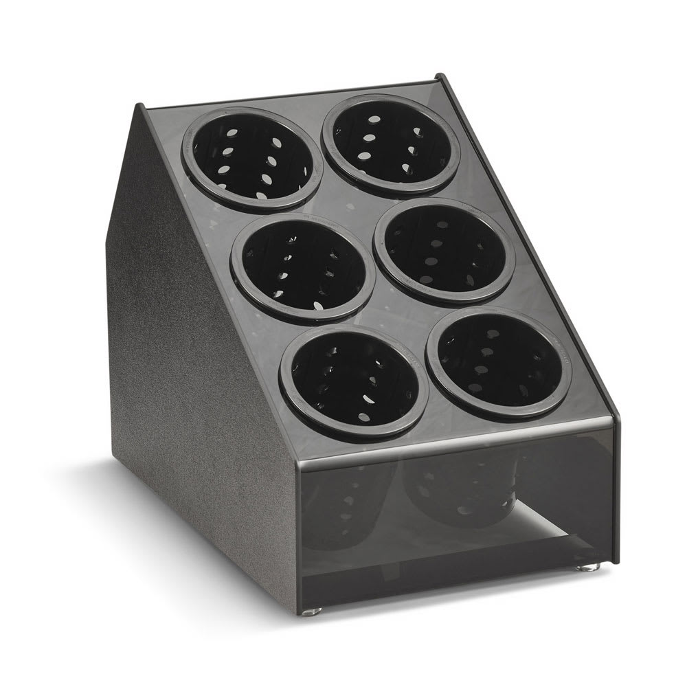 Vollrath CTFWH-6B 6 Cylinder Flatware Holder - 10 1/8" x 14 7/8" x 14 1/8", Plastic, Black