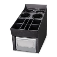 Vollrath CTNFO-06 100 Napkin Dispenser w/ (3) Condiment & (4) Flatware Organizers - 9" x 15 3/16", Plastic, Black thumbnail 2