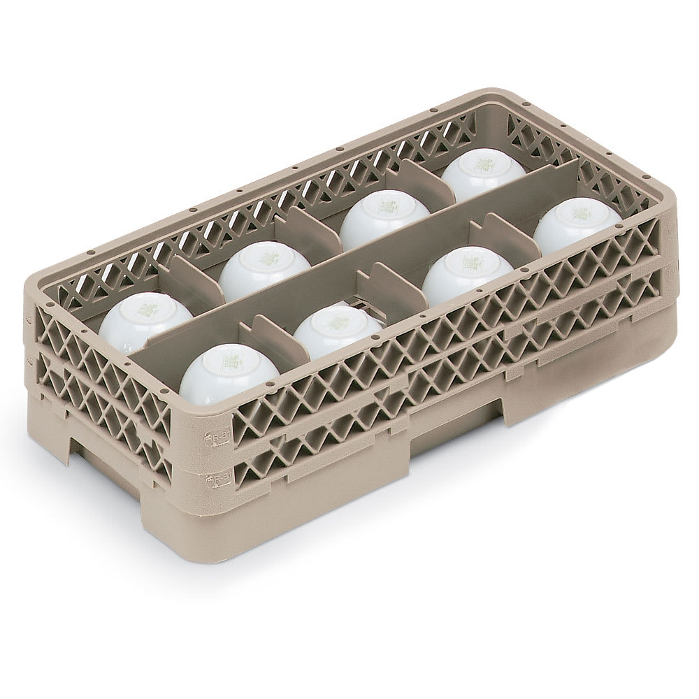 Vollrath HR1B1B Dishwasher Rack - Half-Size, 8 Compartment with (2) Extenders, Plastic, Beige