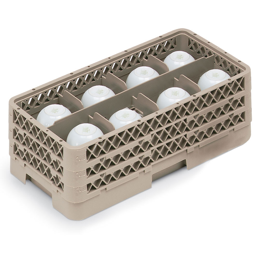 Vollrath HR1B1BB Dishwasher Rack - Half-Size, 8 Compartment, (3)Compartment Extenders, Beige