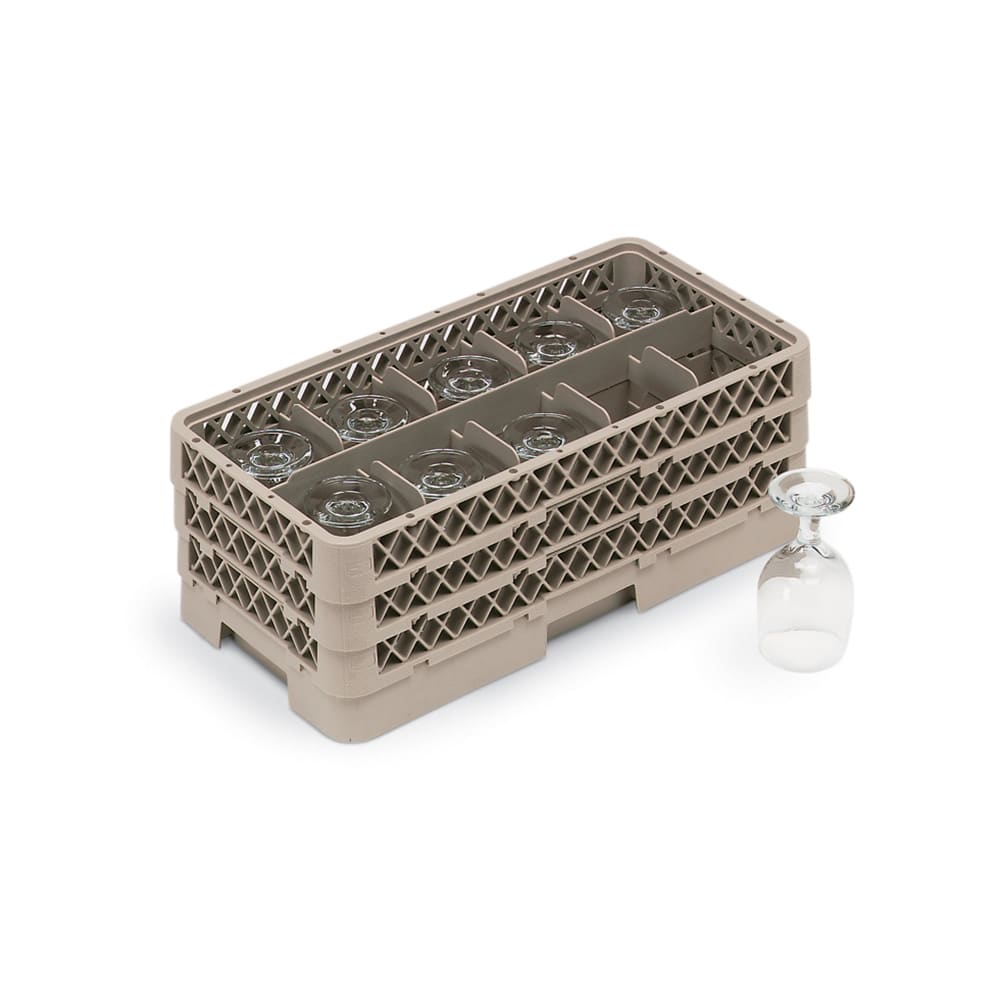 Vollrath HR1C1CA Dishwasher Rack - Half-Size, 10 Compartment, (1)Open, (2)Compartment Extender, Beige