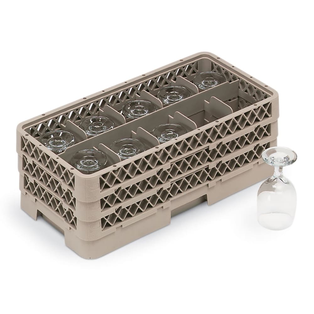 Vollrath HR1C1CC Dishwasher Rack - Half-Size, 10 Compartment, (3)Compartment Extenders, Beige