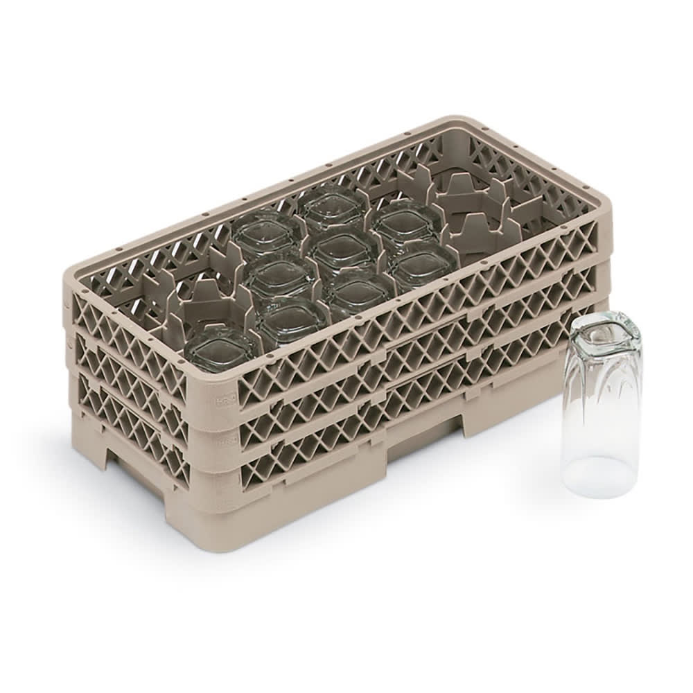 Vollrath HR1D1DD Dishwasher Rack - Half-Size, 17 Compartment, (3)Compartment Extenders, Beige