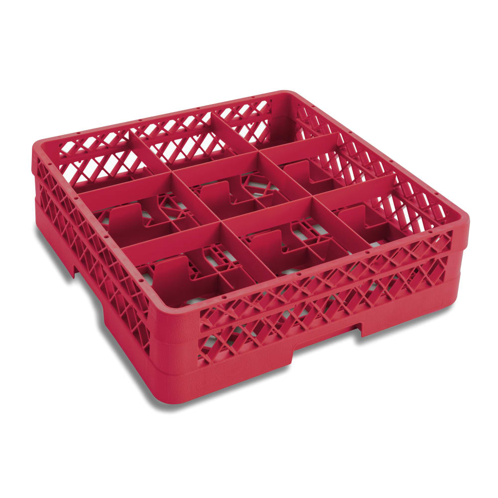 Vollrath TR10F Rack-Master Glass Rack w/ (9) Compartments - (1) Extender, Red
