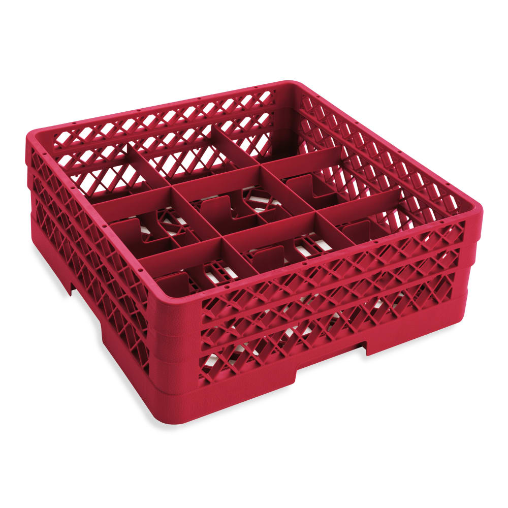 Vollrath TR10FA Rack-Master Glass Rack w/ (9) Compartments - (2) Extenders, Red