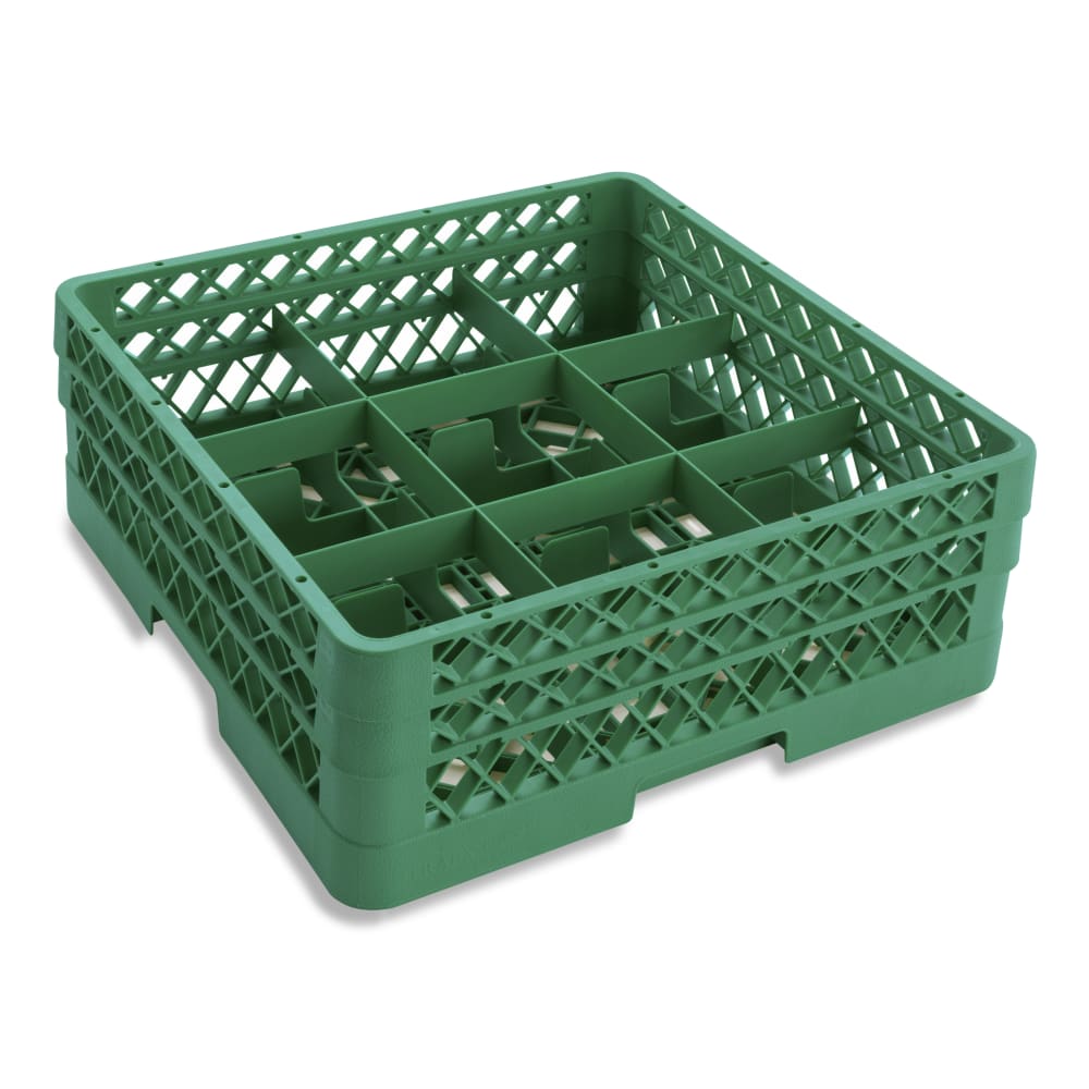 Vollrath TR10FA Rack-Master Glass Rack w/ (9) Compartments - (2) Extenders, Green