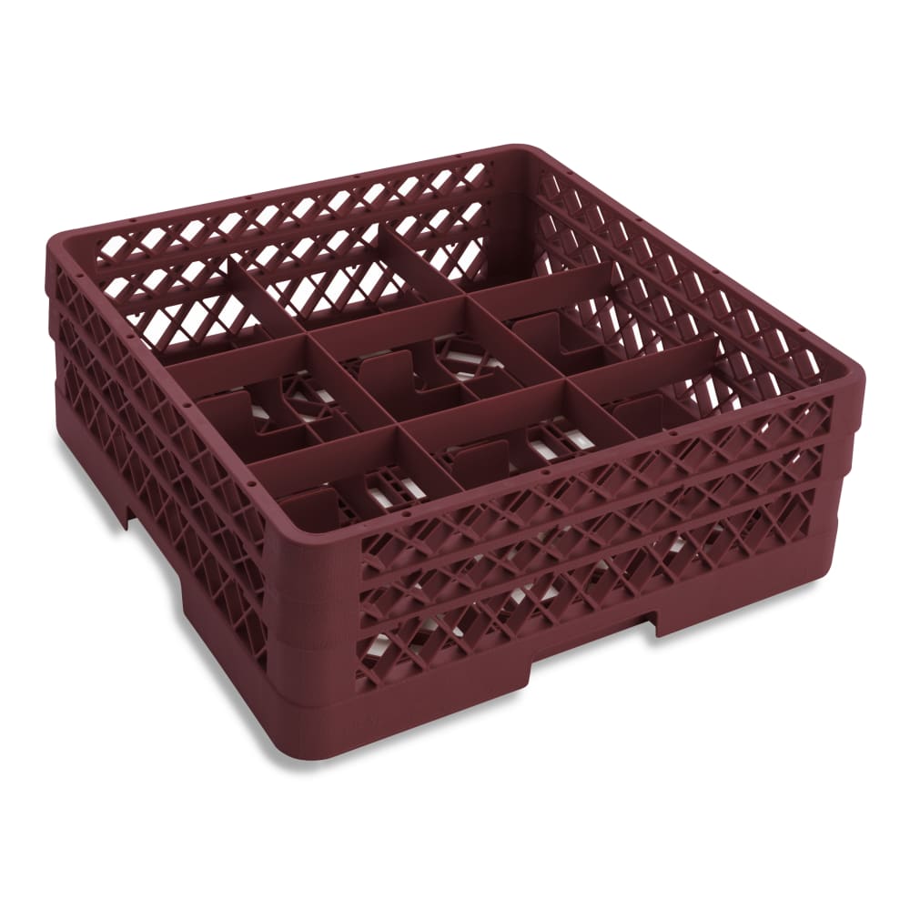 Vollrath TR10FA Rack-Master Glass Rack w/ (9) Compartments - (2) Extenders, Burgundy