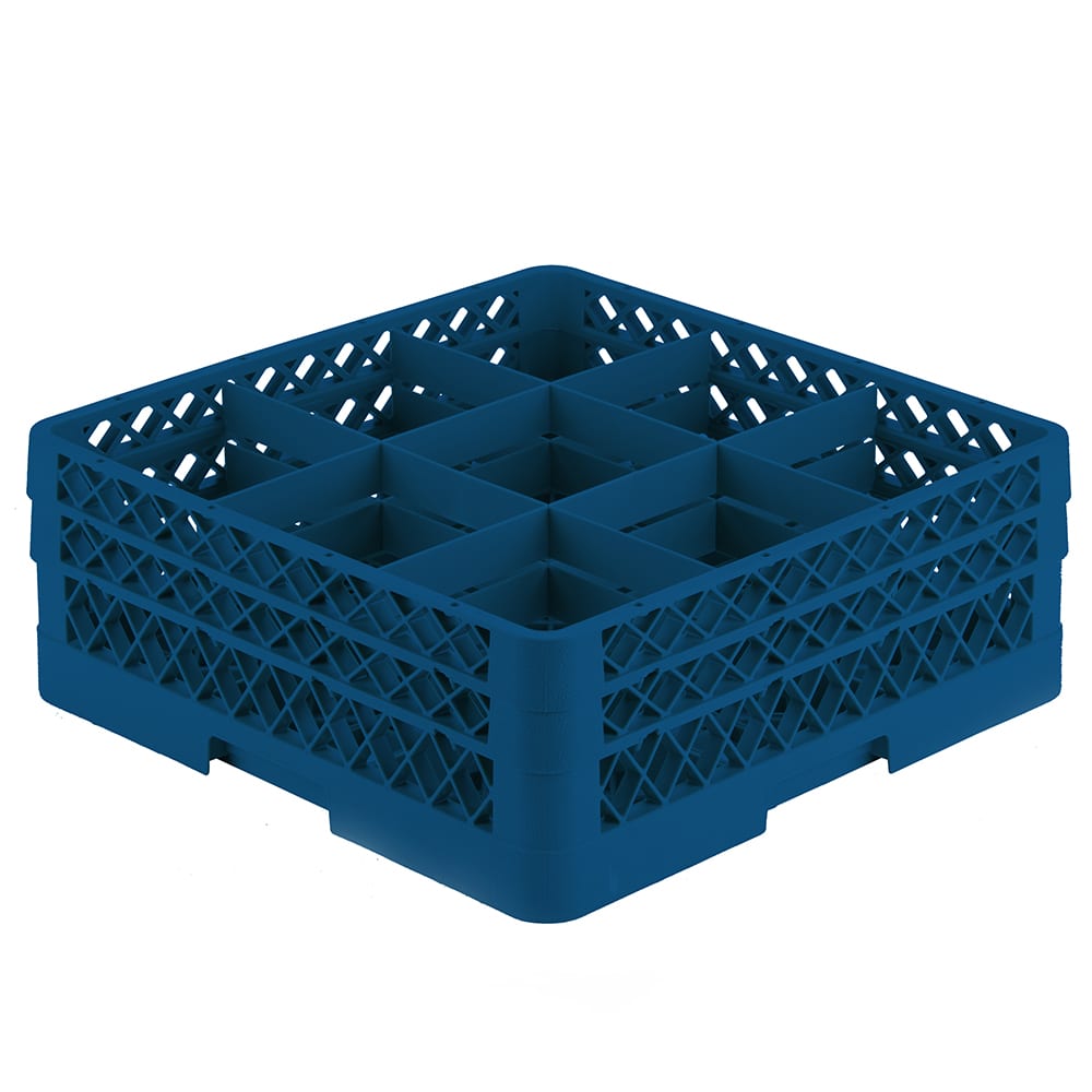 Vollrath TR10FF Rack-Master Glass Rack w/ (9) Compartments - (2) Extenders, Royal Blue