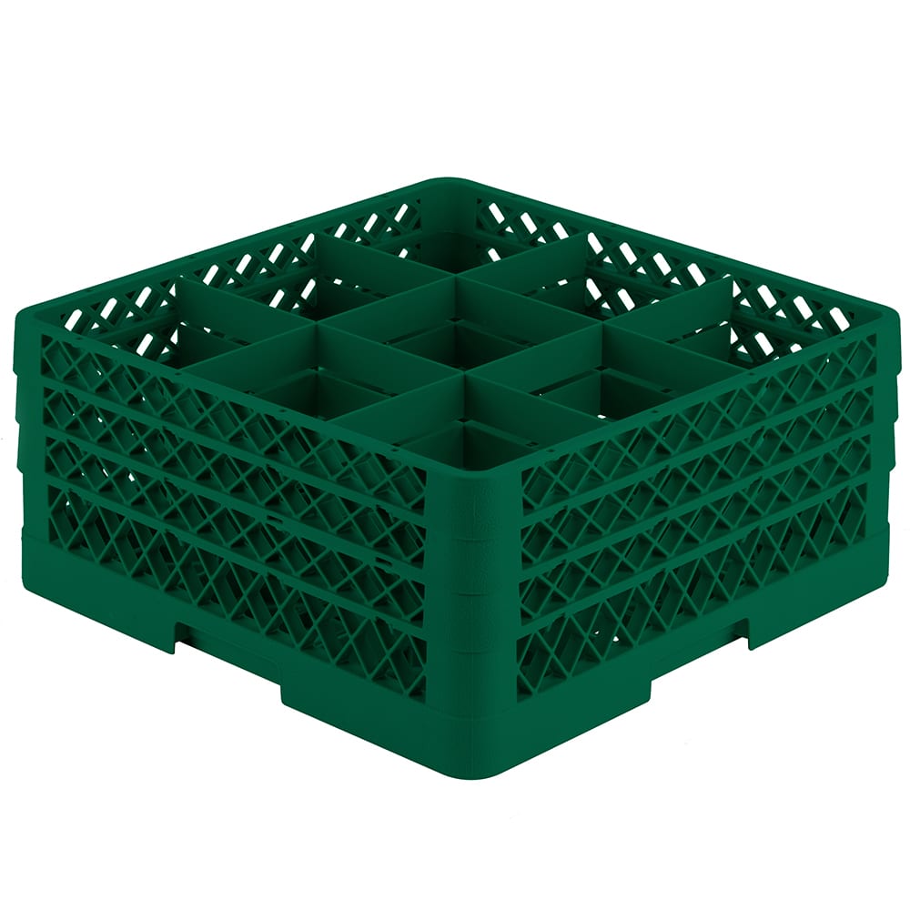 Vollrath TR10FFF Rack-Master Glass Rack w/ (9) Compartments - (3) Extenders, Green