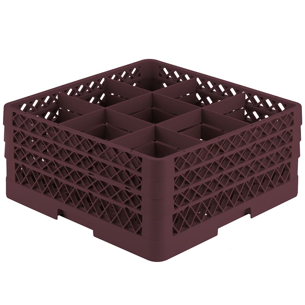 Vollrath TR10FFF Rack-Master Glass Rack w/ (9) Compartments - (3) Extenders, Burgundy