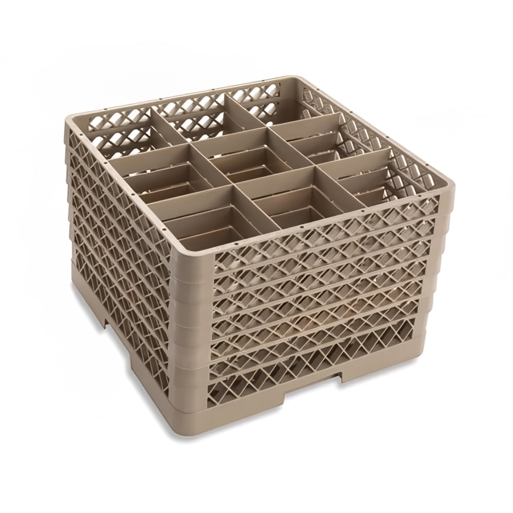 Vollrath TR10FFFFFFF Traex® Full Size Glass Rack w/ (9) Compartments - (7) Extenders, Beige