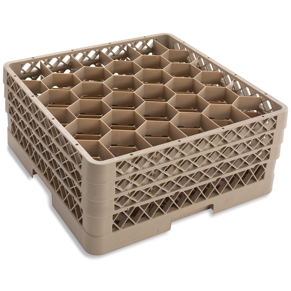Vollrath TR12HHH Traex® Full Size Rack Max® Glass Rack w/ (30) Compartments - (3) Extenders, Beige