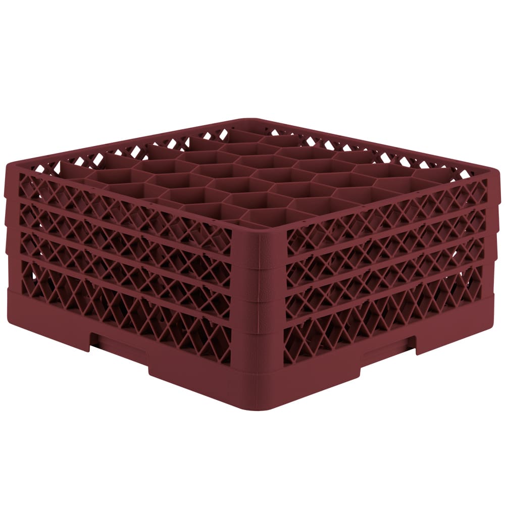 Vollrath TR12HHH Rack Max Glass Rack w/ (30) Compartments - (3) Extenders, Burgundy
