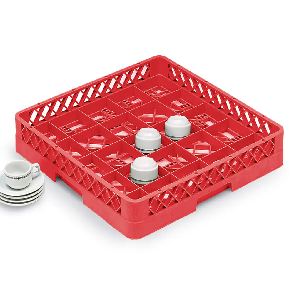 Vollrath TR16B Rack-Master Glass Rack w/ (25) Compartments - (1) Extender, Red