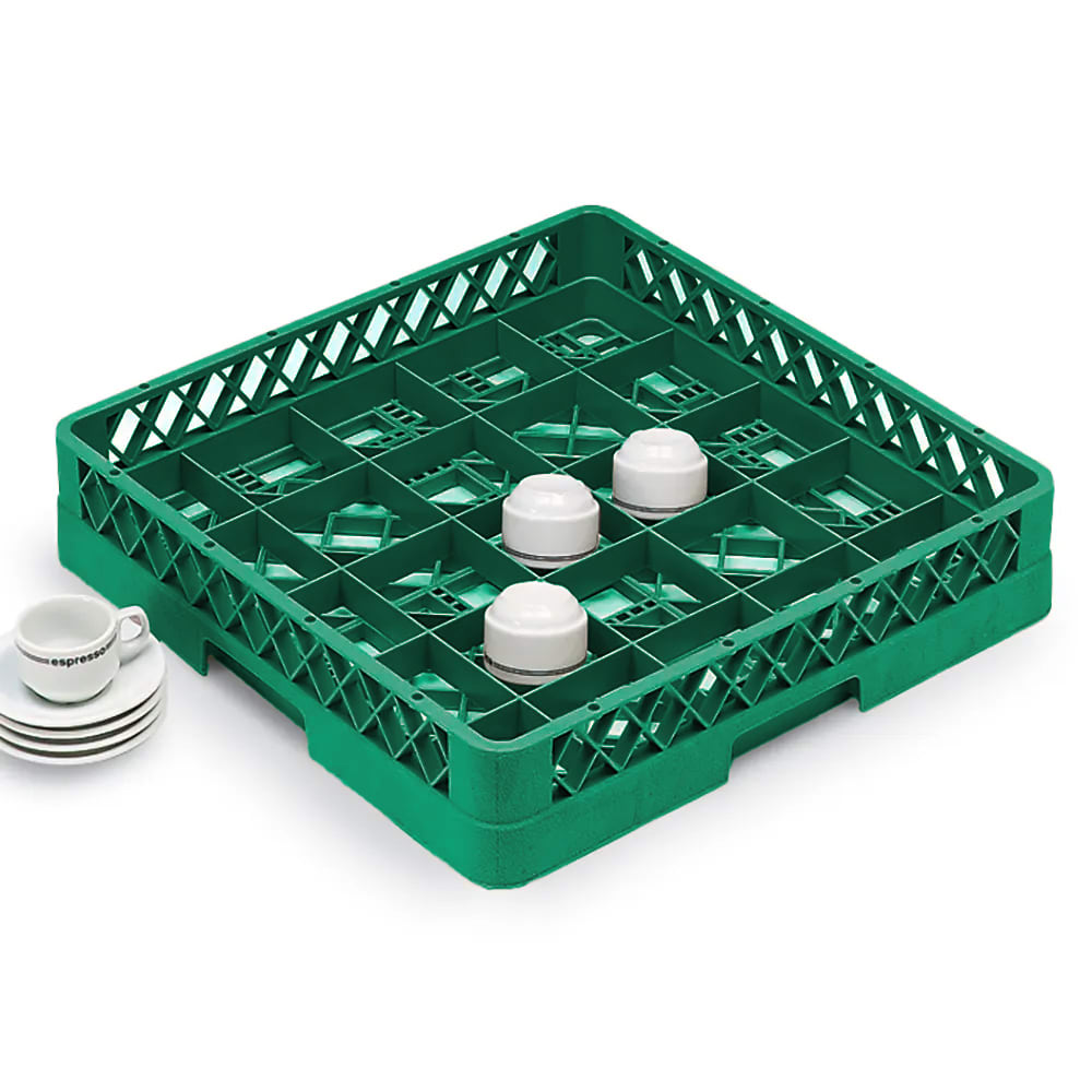 Vollrath TR16BB Rack-Master Glass Rack w/ (25) Compartments - (2) Extenders, Green