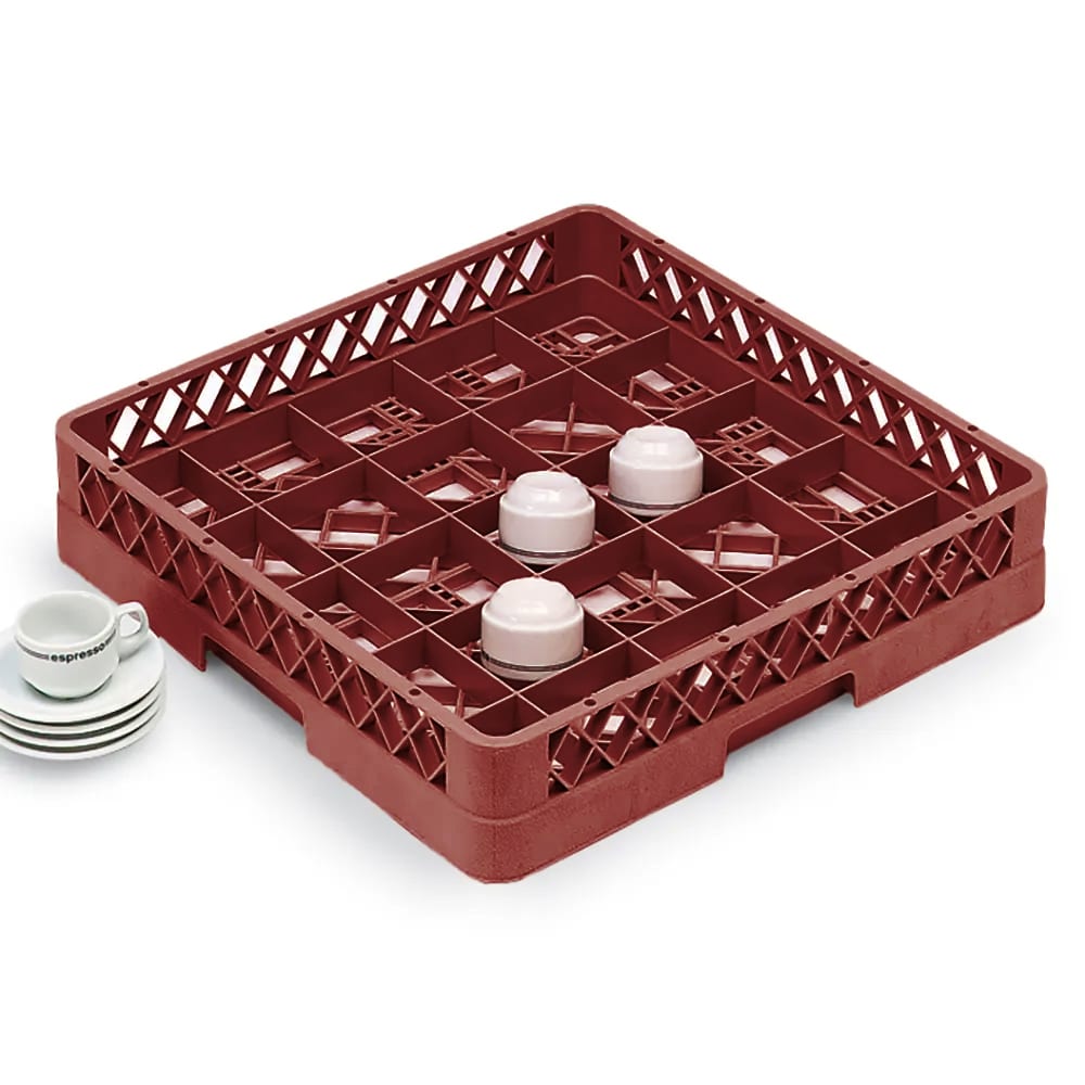 Vollrath TR16BBBB Rack-Master Glass Rack w/ (25) Compartments - (4) Extenders, Burgundy