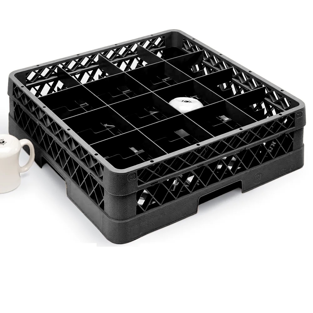 Vollrath TR4D Rack-Master Glass Rack w/ (16) Compartments - (1) Extender, Black