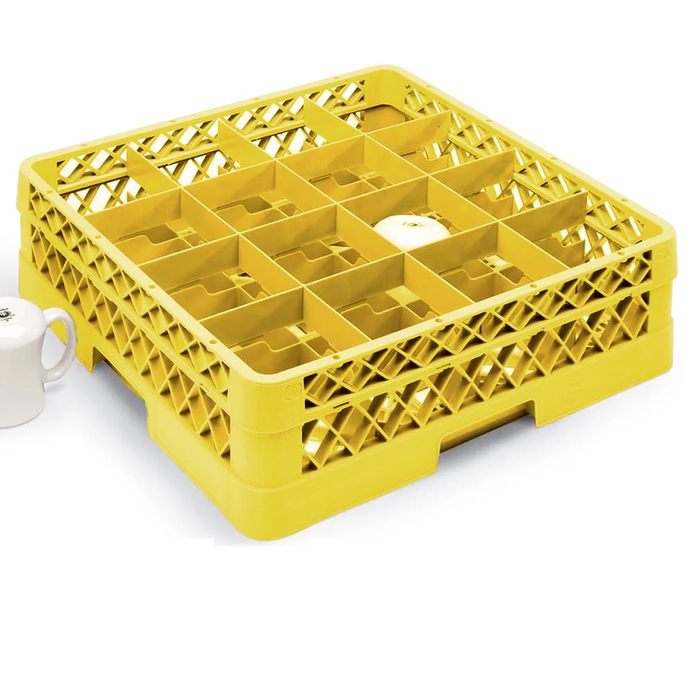 Vollrath TR4D Rack-Master Glass Rack w/ (16) Compartments - (1) Extender, Yellow