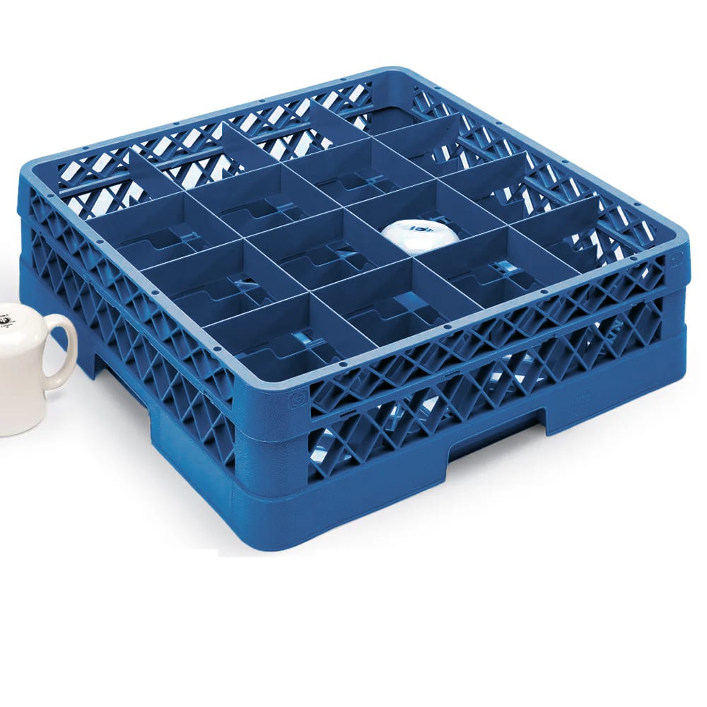 Vollrath TR4D Rack-Master Glass Rack w/ (16) Compartments - (1) Extender, Royal Blue