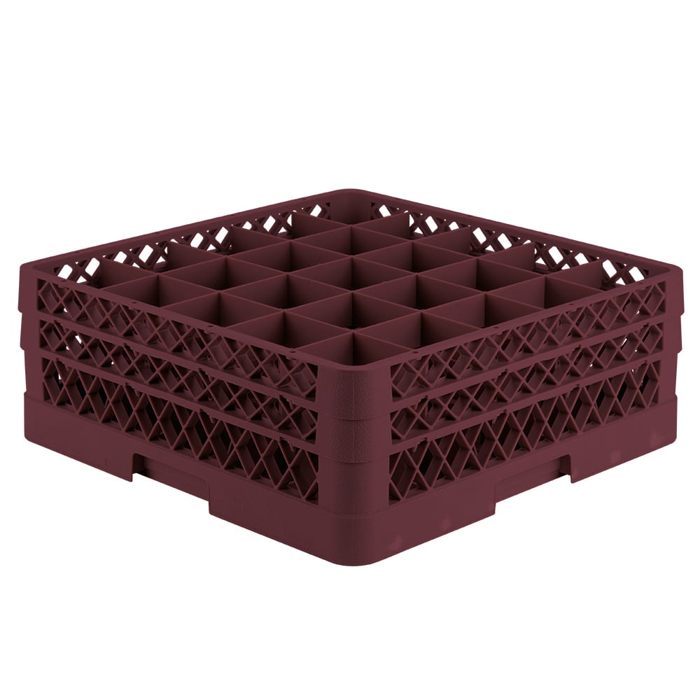 Vollrath TR6BB Rack-Master Glass Rack w/ (25) Compartments - (2) Extenders, Burgundy