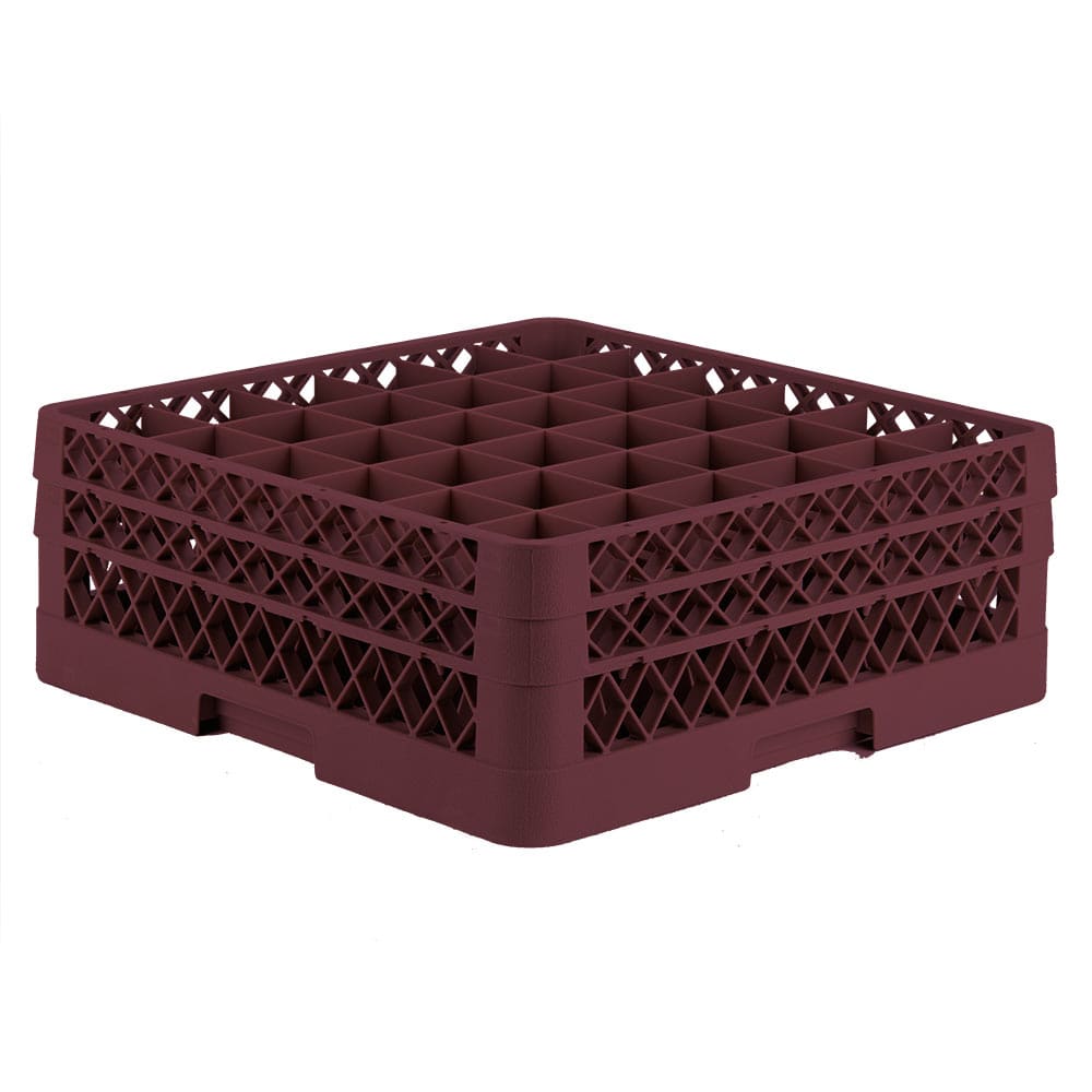 Vollrath TR7CC Rack-Master Glass Rack w/ (36) Compartments - (2) Extenders, Burgundy
