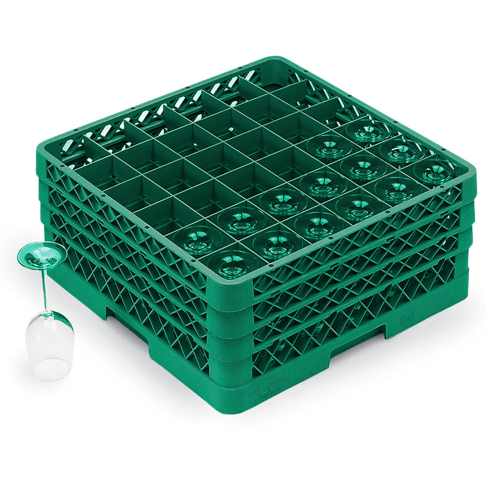 Vollrath TR7CCC Rack-Master Glass Rack w/ (36) Compartments - (3) Extenders, Green