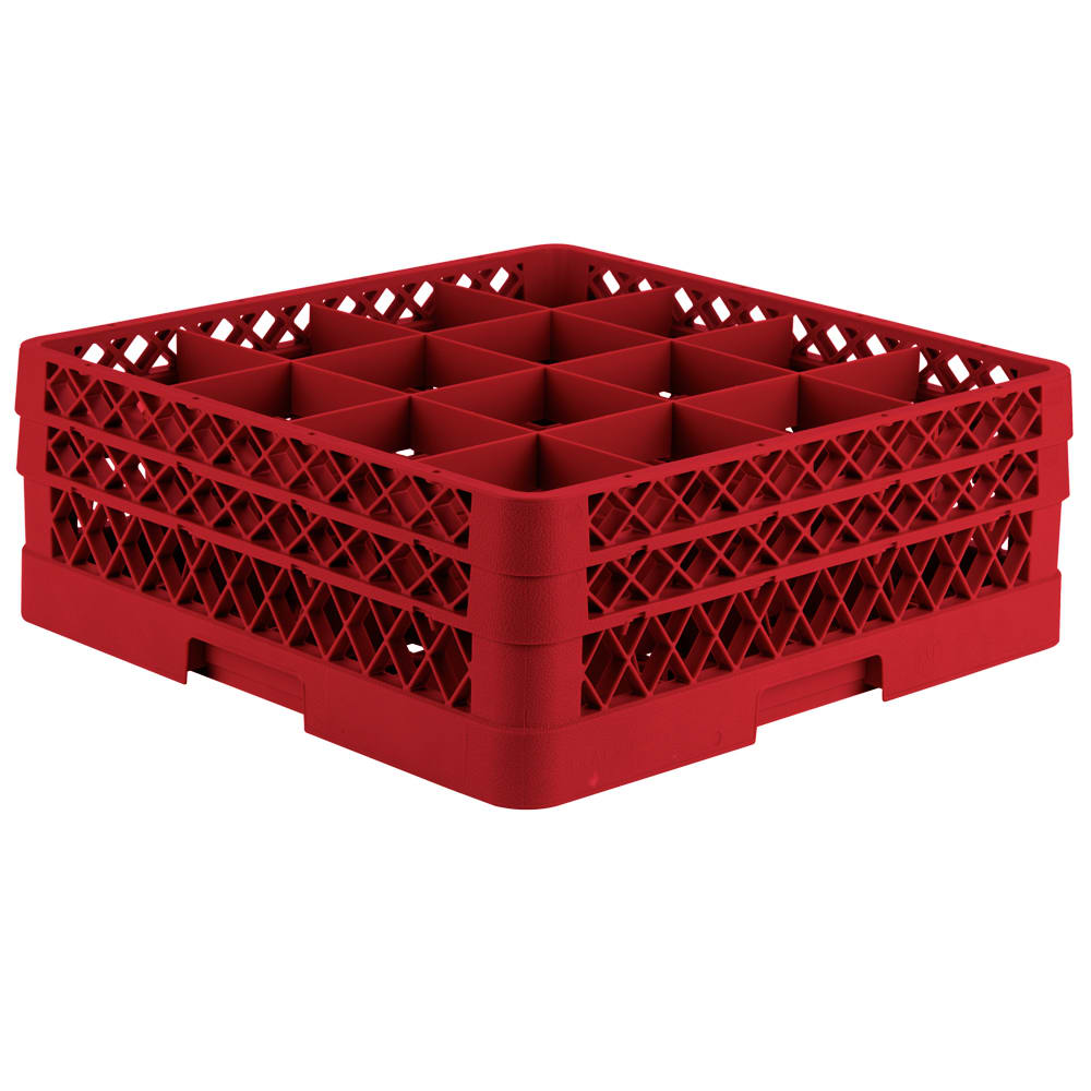 Vollrath TR8DD Rack-Master Glass Rack w/ (16) Compartments - (2) Extenders, Red