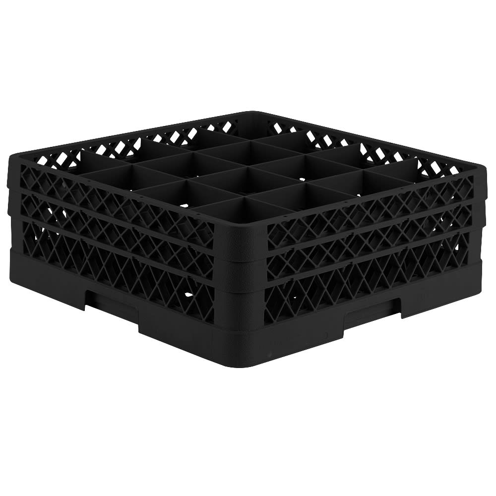 Vollrath TR8DD Rack-Master Glass Rack w/ (16) Compartments - (2) Extenders, Black
