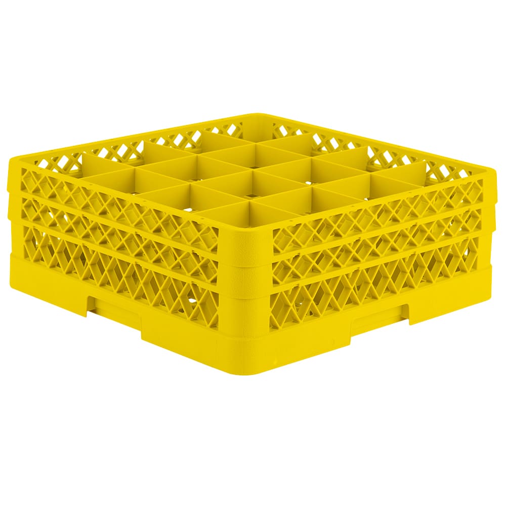 Vollrath TR8DD Rack-Master Glass Rack w/ (16) Compartments - (2) Extenders, Yellow