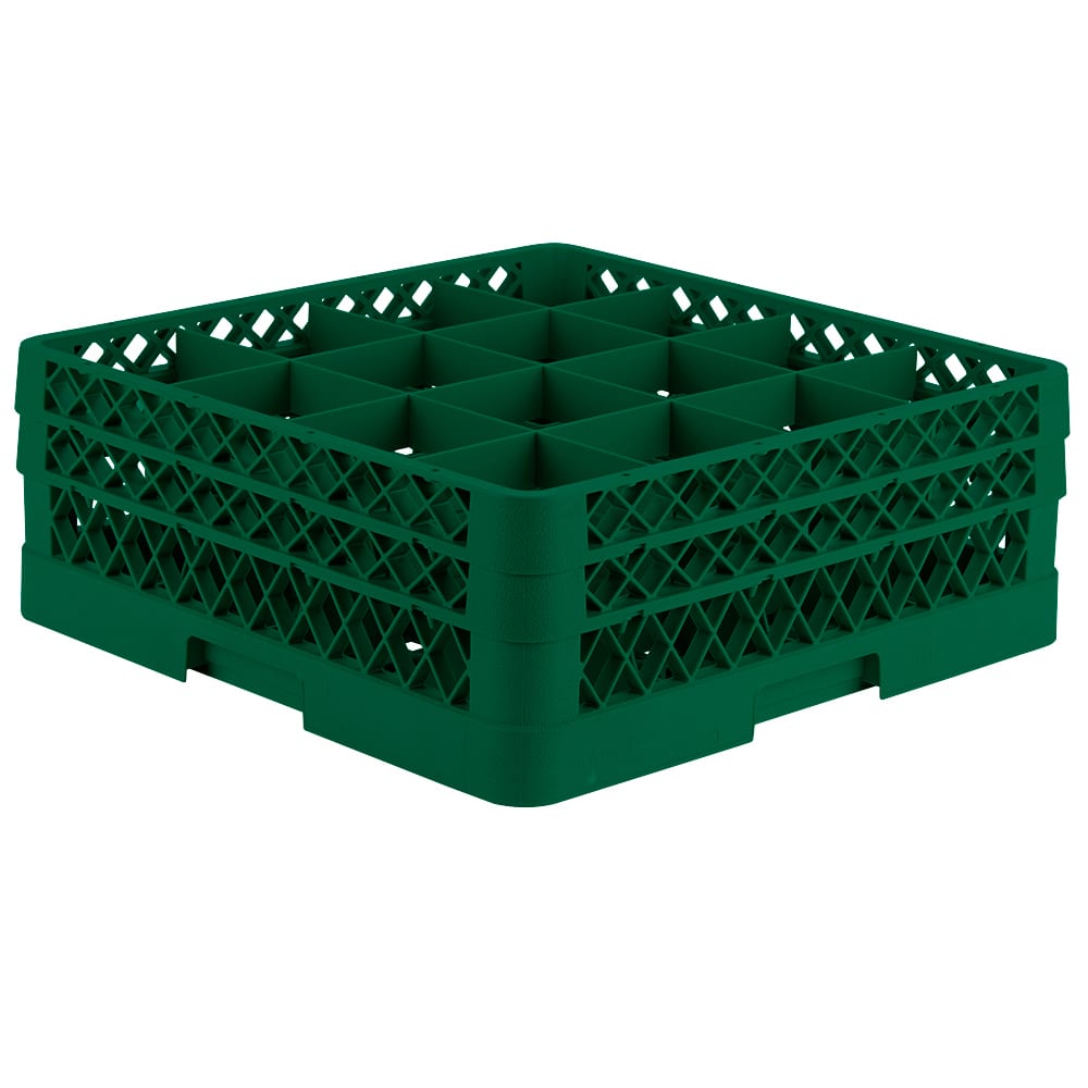 Vollrath TR8DD Rack-Master Glass Rack w/ (16) Compartments - (2) Extenders, Green
