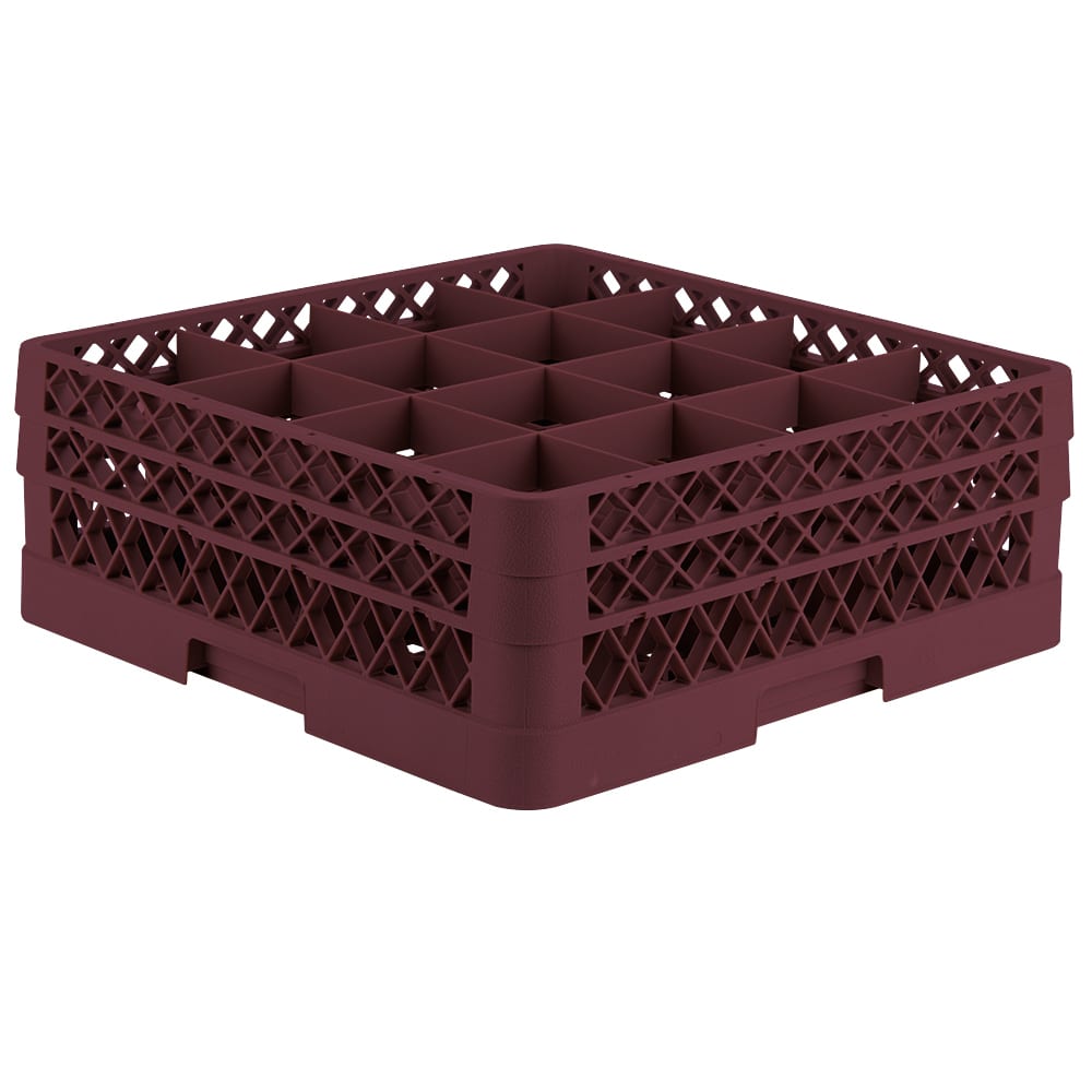 Vollrath TR8DD Rack-Master Glass Rack w/ (16) Compartments - (2) Extenders, Burgundy