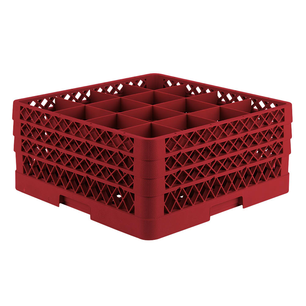 Vollrath TR-8DDD-02 Rack-Master Glass Rack w/ (16) Compartments - (3) Extenders, Red